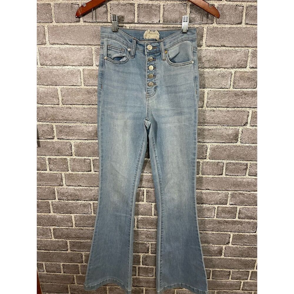 Altar’d State Women's High Rise Flare Jeans Size 25 Light Wash Blue Denim